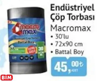 MACROMAX ENDÜSTRİYEL ÇÖP TORBASI MACROMAX ENDÜSTRİYEL ÇÖP TORBASI